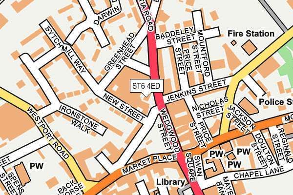 ST6 4ED map - OS OpenMap – Local (Ordnance Survey)