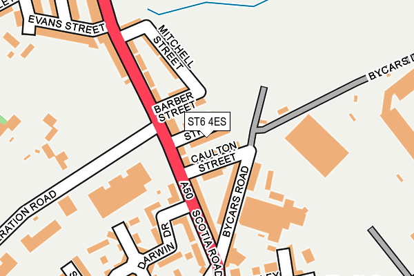 ST6 4ES map - OS OpenMap – Local (Ordnance Survey)