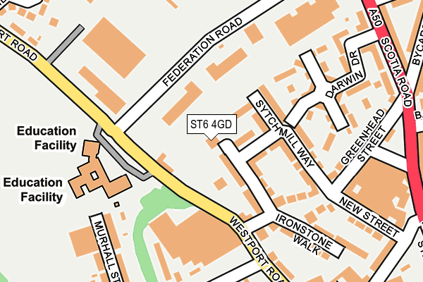 ST6 4GD map - OS OpenMap – Local (Ordnance Survey)