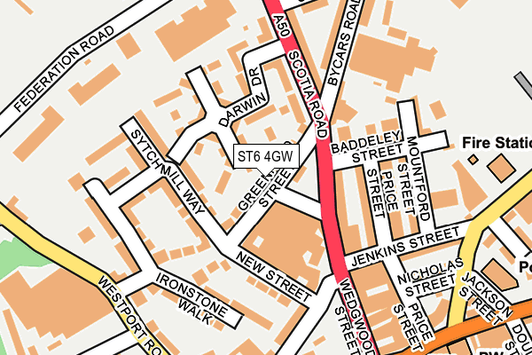 ST6 4GW map - OS OpenMap – Local (Ordnance Survey)