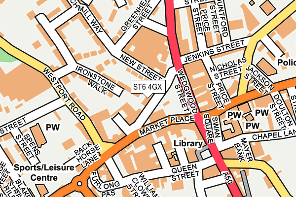 ST6 4GX map - OS OpenMap – Local (Ordnance Survey)