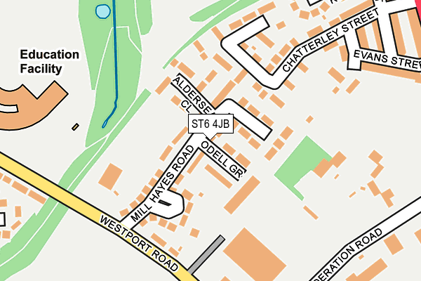 ST6 4JB map - OS OpenMap – Local (Ordnance Survey)