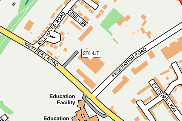 ST6 4JT map - OS OpenMap – Local (Ordnance Survey)