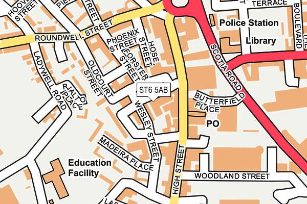 ST6 5AB map - OS OpenMap – Local (Ordnance Survey)