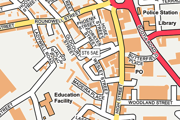 ST6 5AE map - OS OpenMap – Local (Ordnance Survey)