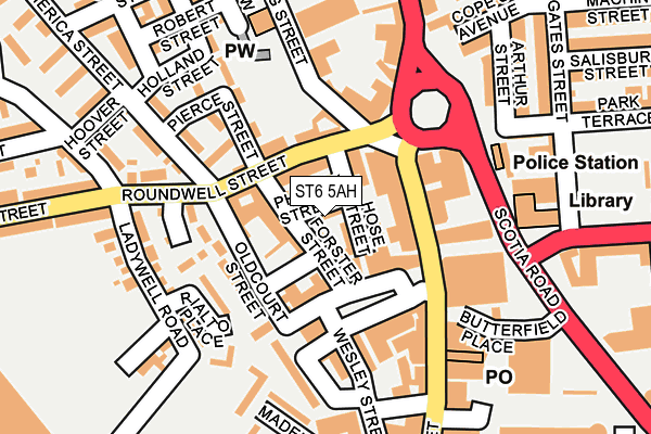 ST6 5AH map - OS OpenMap – Local (Ordnance Survey)