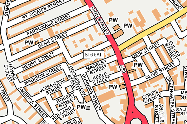 ST6 5AT map - OS OpenMap – Local (Ordnance Survey)