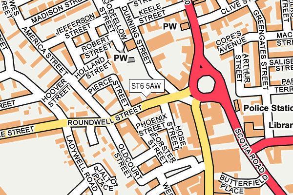 ST6 5AW map - OS OpenMap – Local (Ordnance Survey)