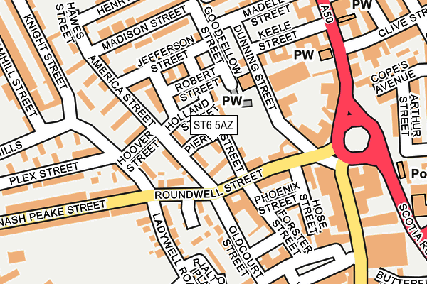 ST6 5AZ map - OS OpenMap – Local (Ordnance Survey)