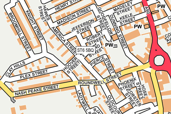 ST6 5BQ map - OS OpenMap – Local (Ordnance Survey)