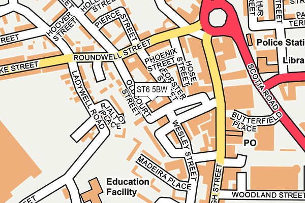 ST6 5BW map - OS OpenMap – Local (Ordnance Survey)