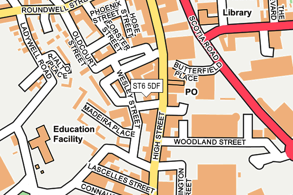 ST6 5DF map - OS OpenMap – Local (Ordnance Survey)