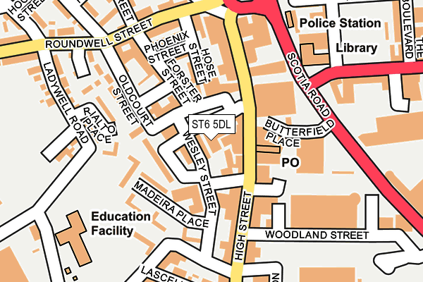 ST6 5DL map - OS OpenMap – Local (Ordnance Survey)