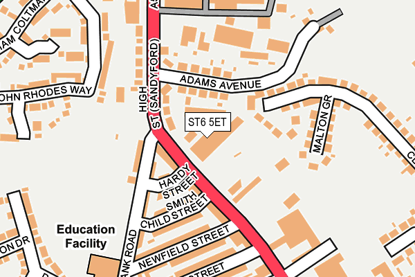 ST6 5ET map - OS OpenMap – Local (Ordnance Survey)