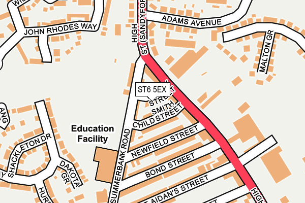 ST6 5EX map - OS OpenMap – Local (Ordnance Survey)