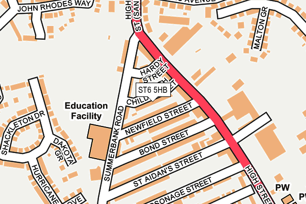 ST6 5HB map - OS OpenMap – Local (Ordnance Survey)