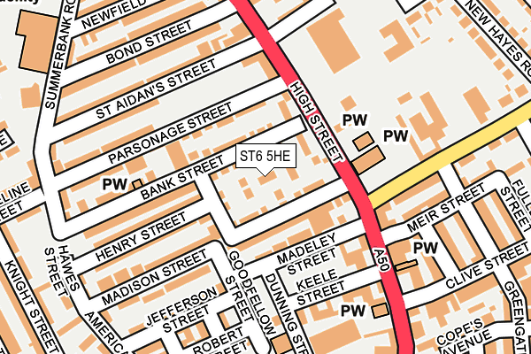 ST6 5HE map - OS OpenMap – Local (Ordnance Survey)