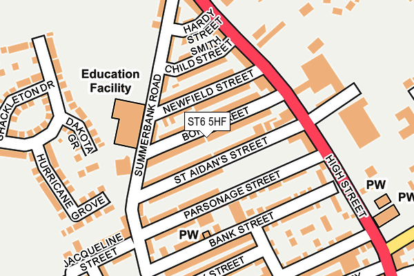 ST6 5HF map - OS OpenMap – Local (Ordnance Survey)