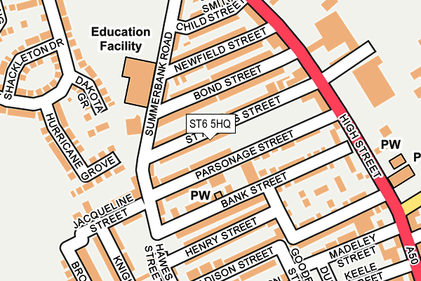 ST6 5HQ map - OS OpenMap – Local (Ordnance Survey)