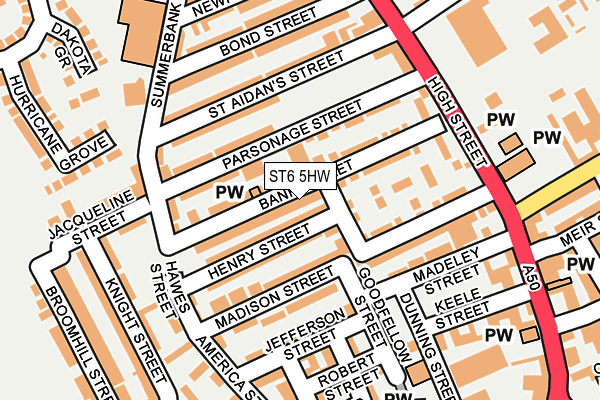 ST6 5HW map - OS OpenMap – Local (Ordnance Survey)