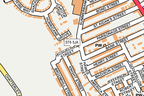 ST6 5JA map - OS OpenMap – Local (Ordnance Survey)