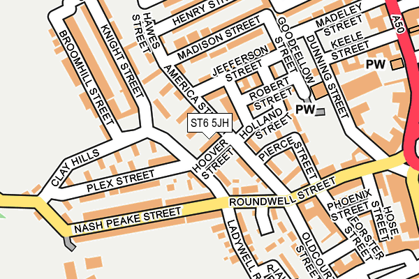 ST6 5JH map - OS OpenMap – Local (Ordnance Survey)