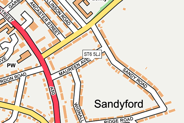 ST6 5LJ map - OS OpenMap – Local (Ordnance Survey)