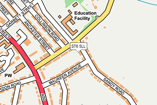 ST6 5LL map - OS OpenMap – Local (Ordnance Survey)