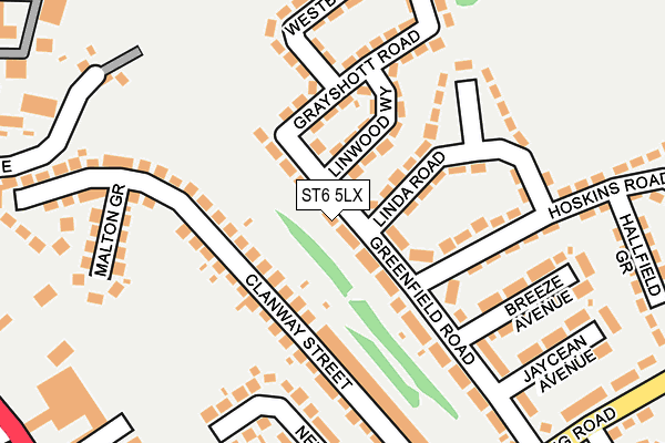 ST6 5LX map - OS OpenMap – Local (Ordnance Survey)