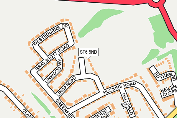 ST6 5ND map - OS OpenMap – Local (Ordnance Survey)