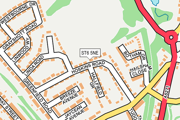 ST6 5NE map - OS OpenMap – Local (Ordnance Survey)