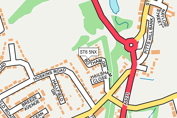 ST6 5NX map - OS OpenMap – Local (Ordnance Survey)