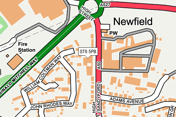 ST6 5PB map - OS OpenMap – Local (Ordnance Survey)
