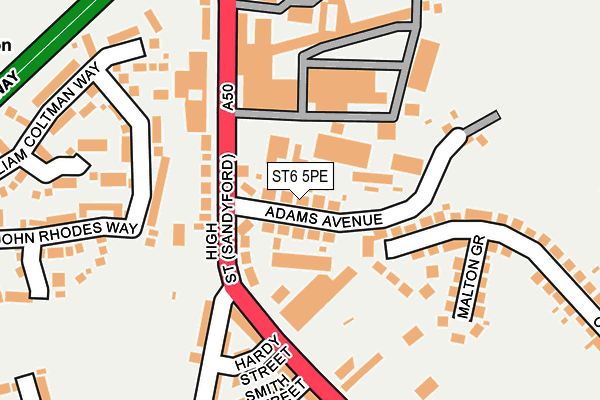 ST6 5PE map - OS OpenMap – Local (Ordnance Survey)
