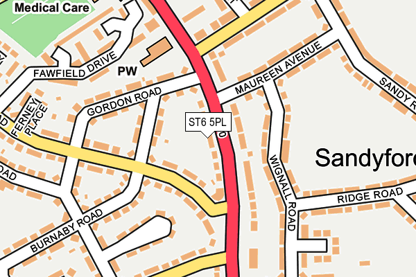 ST6 5PL map - OS OpenMap – Local (Ordnance Survey)