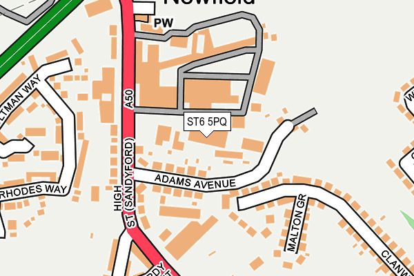 ST6 5PQ map - OS OpenMap – Local (Ordnance Survey)