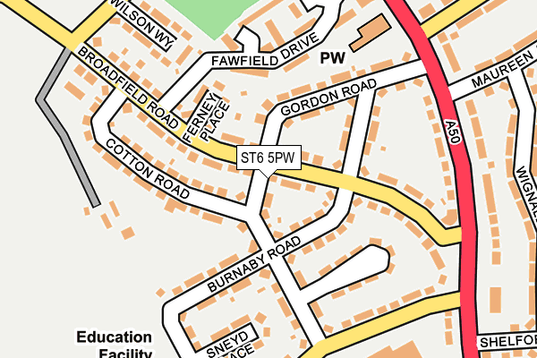 ST6 5PW map - OS OpenMap – Local (Ordnance Survey)