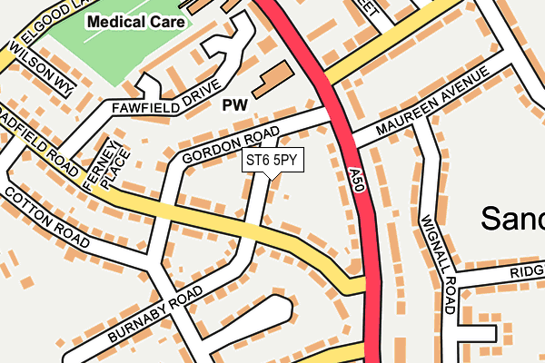 ST6 5PY map - OS OpenMap – Local (Ordnance Survey)