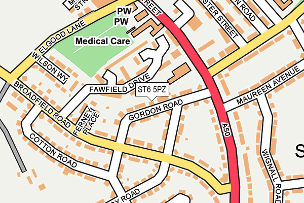 ST6 5PZ map - OS OpenMap – Local (Ordnance Survey)