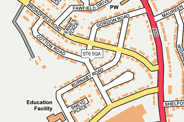 ST6 5QA map - OS OpenMap – Local (Ordnance Survey)
