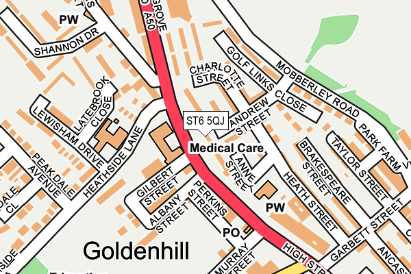 ST6 5QJ map - OS OpenMap – Local (Ordnance Survey)