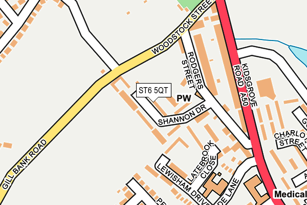 ST6 5QT map - OS OpenMap – Local (Ordnance Survey)