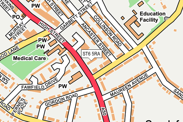 ST6 5RA map - OS OpenMap – Local (Ordnance Survey)