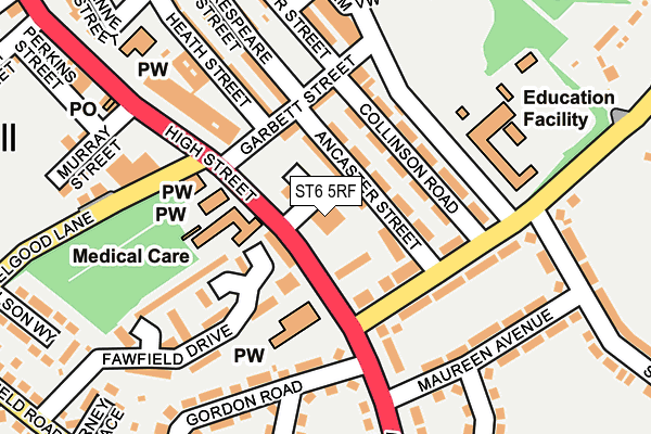 ST6 5RF map - OS OpenMap – Local (Ordnance Survey)