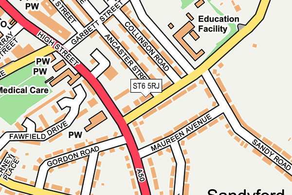 ST6 5RJ map - OS OpenMap – Local (Ordnance Survey)