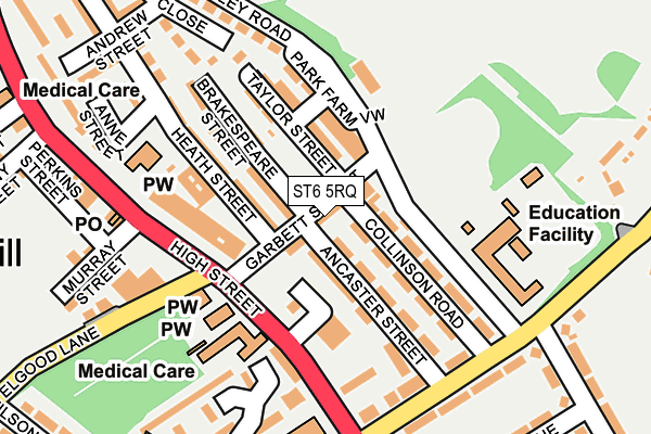 ST6 5RQ map - OS OpenMap – Local (Ordnance Survey)