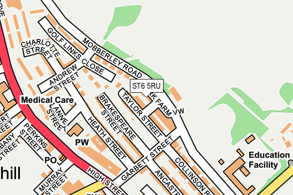 ST6 5RU map - OS OpenMap – Local (Ordnance Survey)