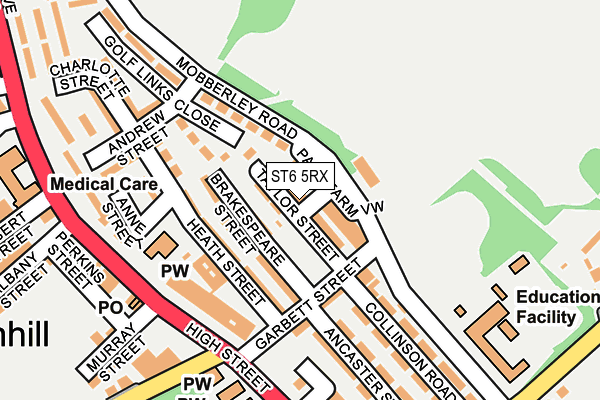 ST6 5RX map - OS OpenMap – Local (Ordnance Survey)