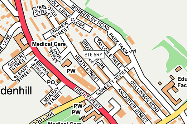 ST6 5RY map - OS OpenMap – Local (Ordnance Survey)