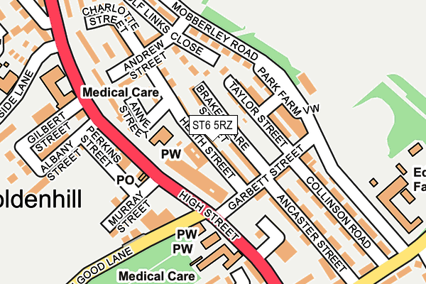 ST6 5RZ map - OS OpenMap – Local (Ordnance Survey)
